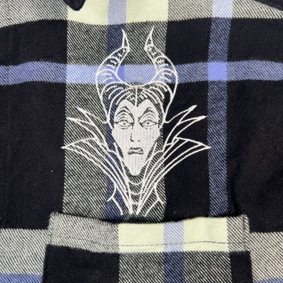 Disney Cakeworthy Maleificent Plaid Flannel Villains Embroidered Unisex Small - Picture 13 of 16